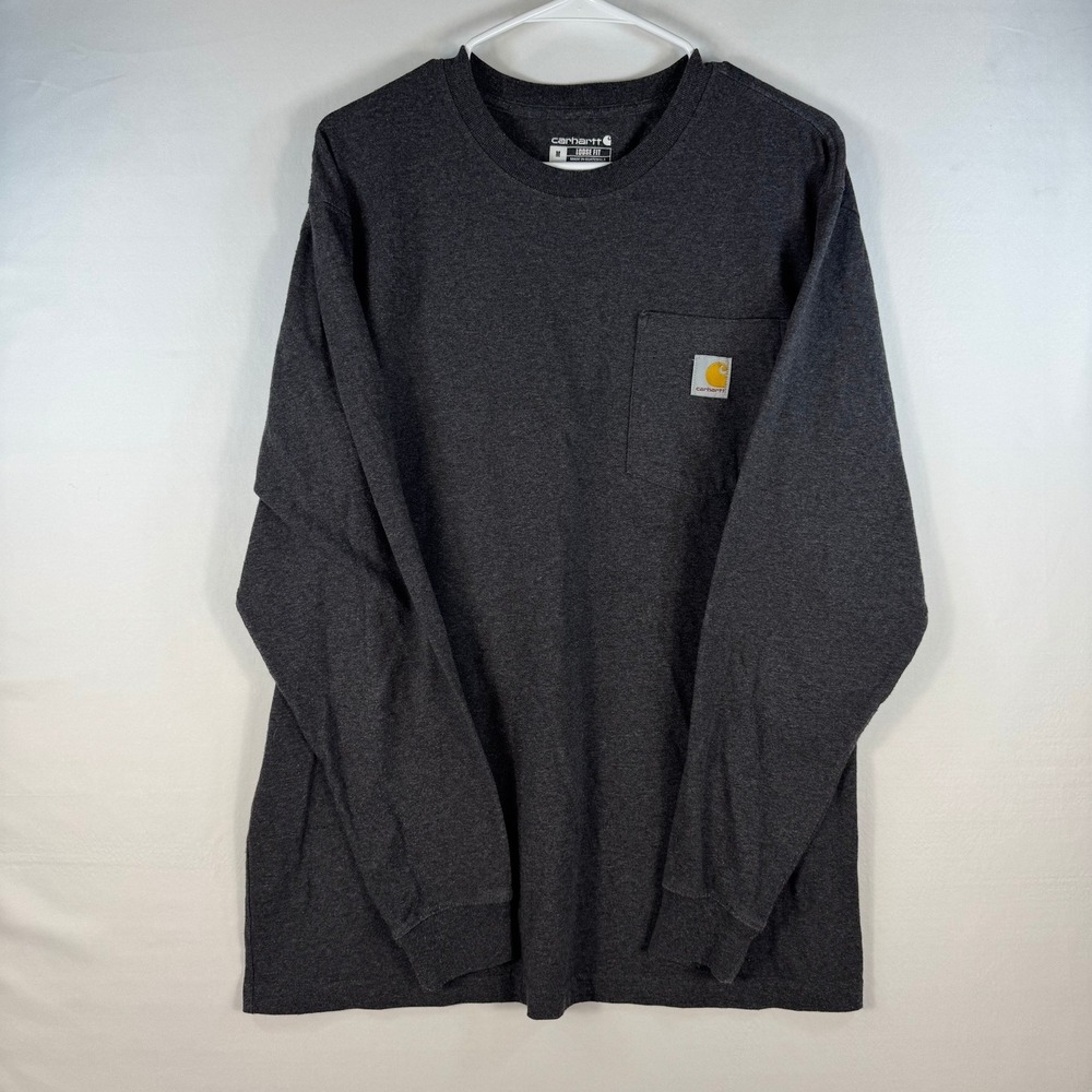Carhartt Mens Loose Fit Long Sleeve Pocket T-Shirt Charcoal Grey K126 CRH Size M